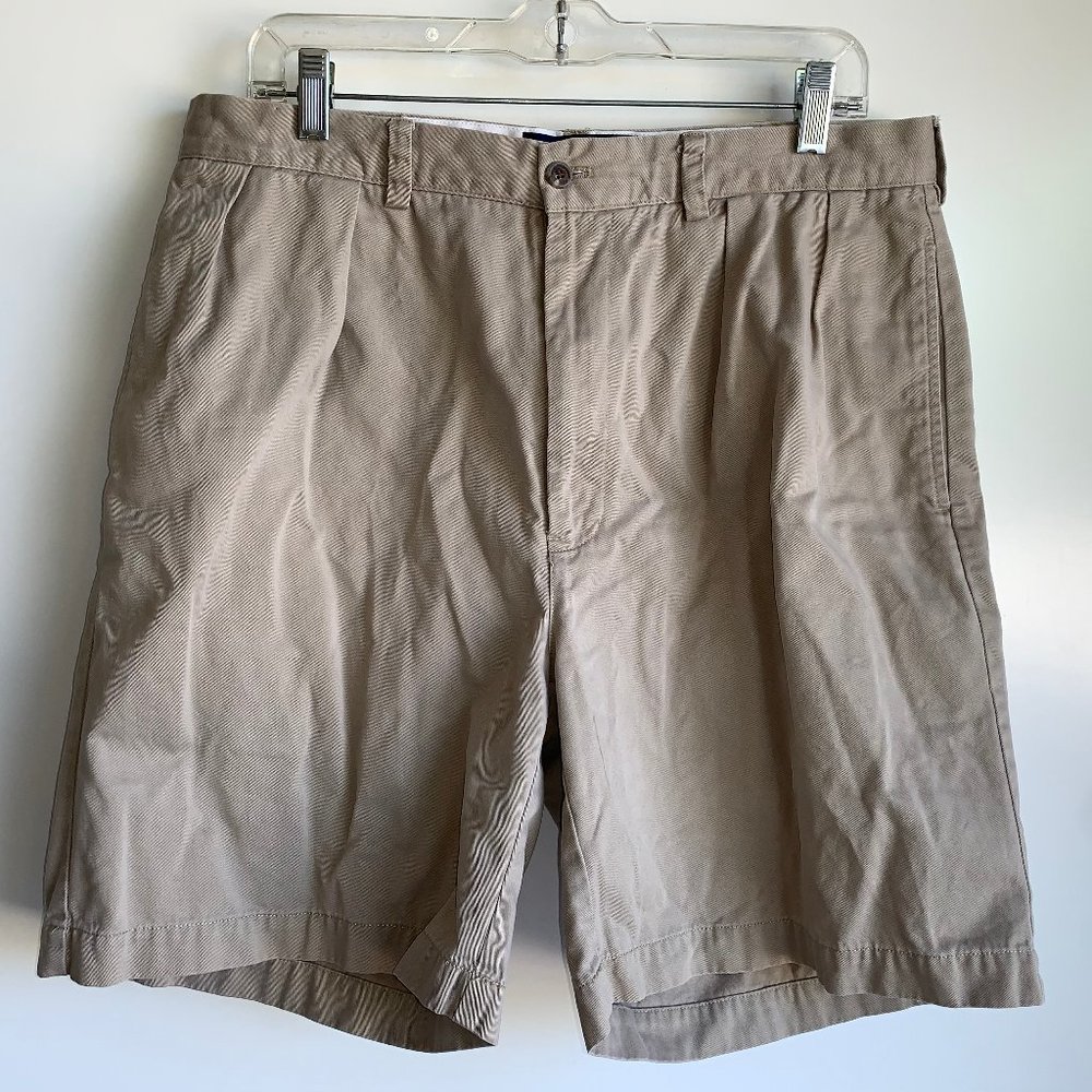 ⛳ POLO GOLF Ralph Lauren Classic Pleated Khaki Cotton Shorts Mens Size 36